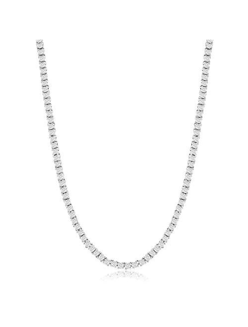 NYC Sterling Women's Magnificent 2mm Round Cubic Zirconia Tennis Necklace
