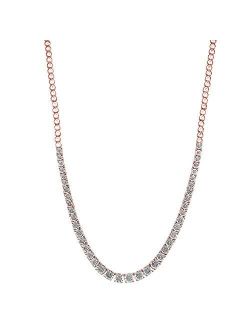 0.33 Carat Diamond, Bezel Set Sterling Silver Miracle Plated Round-cut Diamond 18 inch Long Tennis Necklace by La4ve Diamonds| Jewelry for Women | Gift Box Included (Whit