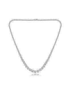 realwe Women Necklace 18K White Gold Plated Round Cubic Zirconia Graduated Tennis Necklace 16-24 Inch