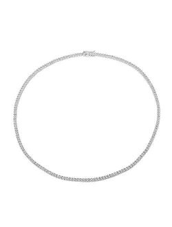 Nyc Sterling Women's .925 Sterling Silver 2MM Round Cubic Zirconia Tennis Necklace