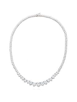 Wjd Exclusives 52Ct. Created Diamond White Gold Over Silver Graduated Tennis Necklace 16"-18"