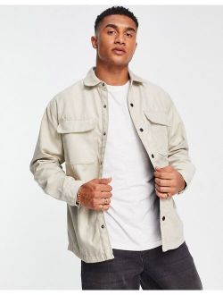 faux suede trucker jacket in ecru