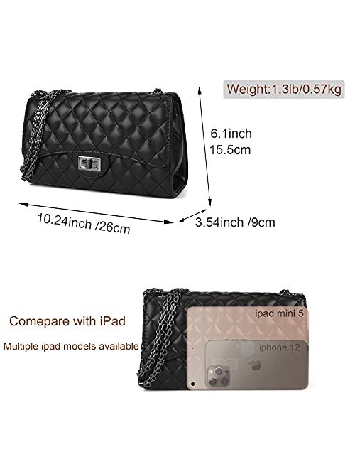 Gladdon Quilted Crossbody Bags for Women Leather Ladies Shoulder Purses with Chain Strap Stylish Clutch Purse
