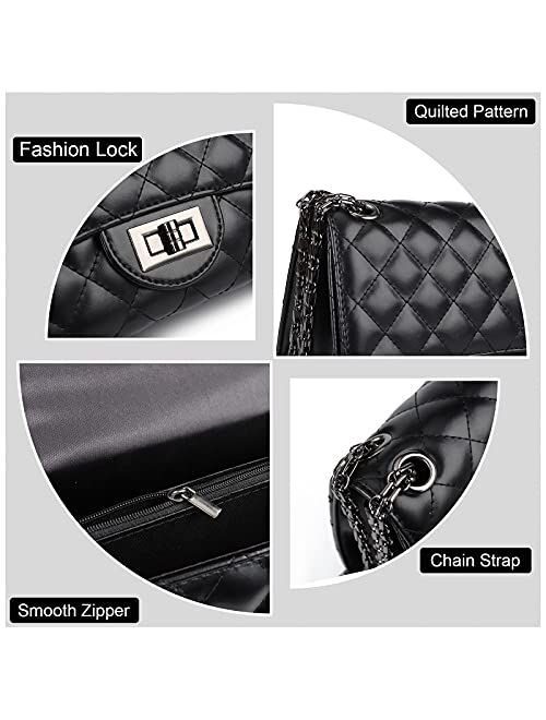 Gladdon Quilted Crossbody Bags for Women Leather Ladies Shoulder Purses with Chain Strap Stylish Clutch Purse