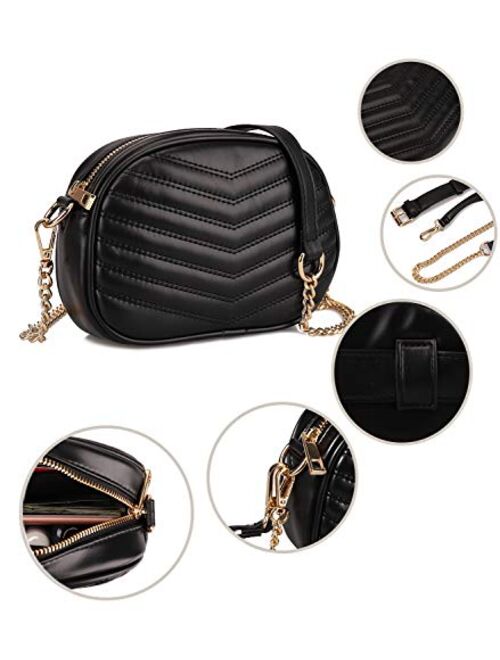Gladdon Moda 3 in 1 Fashion Waist Bags for Women Quilted Shoulder Purses with Chain Strap Small Ladies Fanny Packs Stylish Belt Bag