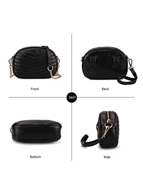 Gladdon Moda 3 in 1 Fashion Waist Bags for Women Quilted Shoulder Purses with Chain Strap Small Ladies Fanny Packs Stylish Belt Bag