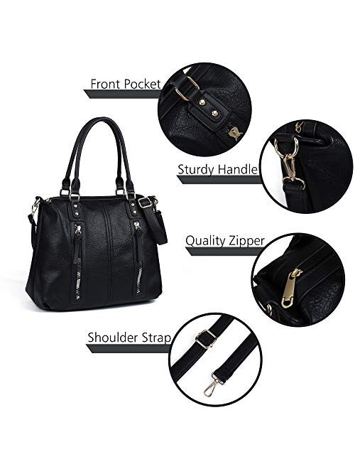 Gladdon Moda Top Handle Satchel Bags for Women Large Hobo Shoulder Bag Leather Tote Crossbody Purses and Handbags Multiple Pockets barrel