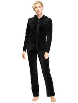 Dolcevida Womens Velour Sweatsuits Sets 2 Piece Tracksuits Outfits Full Zip Hoodie and Sweatpant Set Velvet Jogging Suit