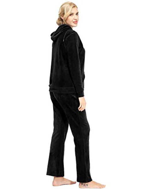 Dolcevida Womens Velour Sweatsuits Sets 2 Piece Tracksuits Outfits Full Zip Hoodie and Sweatpant Set Velvet Jogging Suit