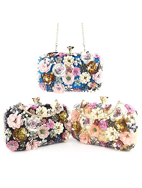 JIAJIA 3815 Women's Purses Handbags Envelope Clutch Bags Rhinestone 3D Sequins Wedding Evening Bag