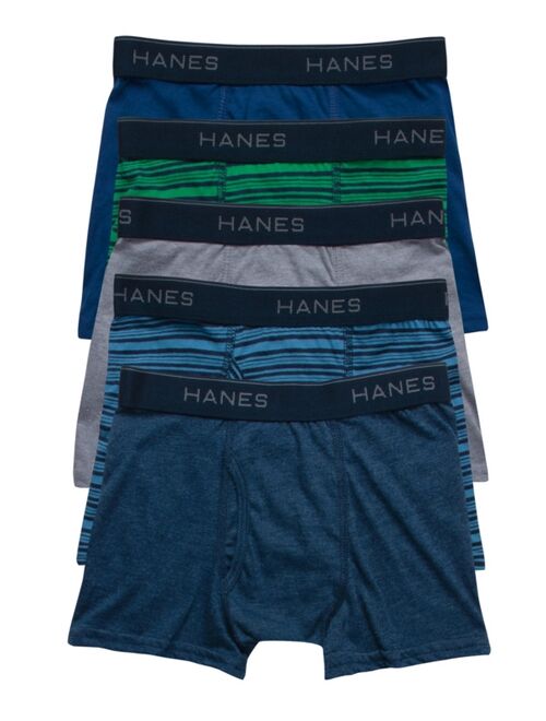 Hanes Big Boys Ultimate Cotton Blend Stripe Boxer Brief, Pack of 5