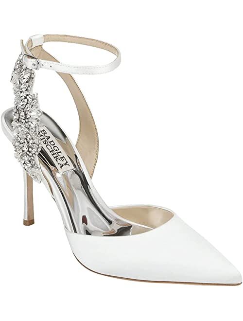 Badgley Mischka Blanca Pointed-toe Slingback Heel with Crystal-adorned Buckle Ankle Strap Sandals