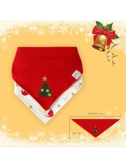Little Dimsum Baby Bandana Bib for Christmas, Soft and Absorbent Cute baby bibs for Teething Drooling