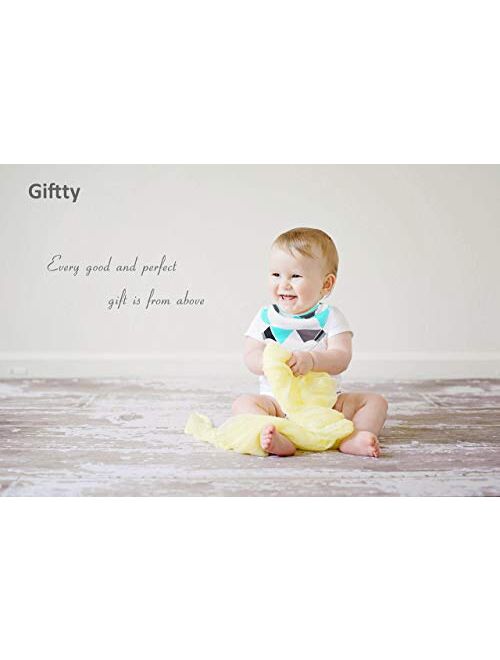 Teething Bibs Baby Bibs Bandana Drool Bib with BPA-Free Silicone Teether for Boys & Girls, Babies & Toddlers by Giftty (5-Pack)