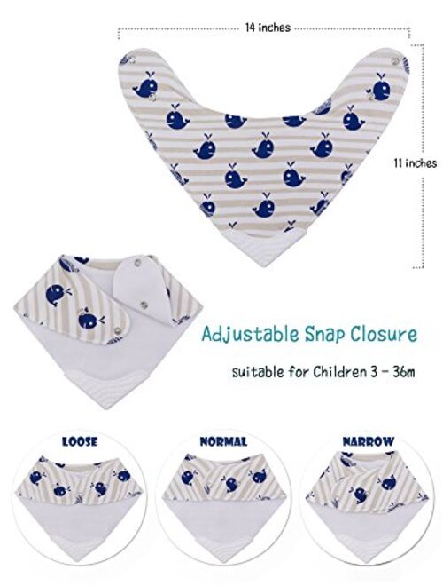 Giftty Bandana Bibs with Teether, BPA-Free Silicone Teething Corner for Babies (5-Pack)