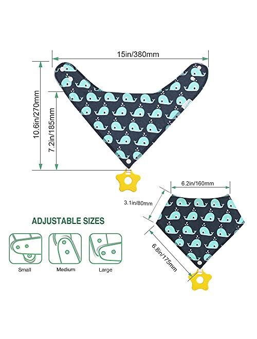 Baby Bandana Drool Bibs 6 Pack and Teething Toys 100% Cotton Soft and Absorbent for Boys and Girls 0-36 Months - Baby Teething Bibs Plain Color by Yoofoss
