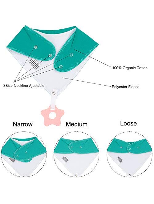 Udolove Baby Bandana Drool Bibs Unisex for Teething and Drooling - 6 Pack Super Absorbent Cotton Bibs,Teething Toys Set Toddler Baby Gift for Boys & Girls