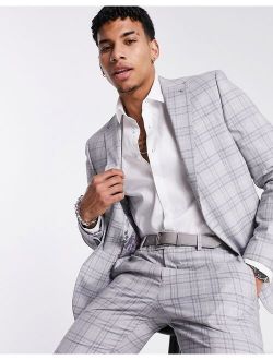skinny suit jacket in gray check