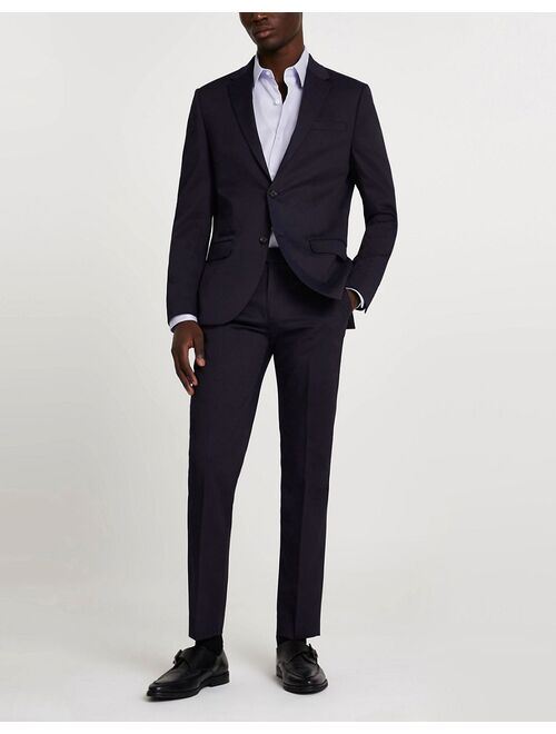 River Island skinny fit suit jacket in navy