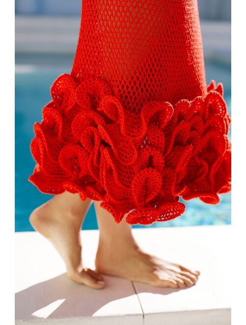 My Beachy Side x Emily In Paris Ruffled Crochet Cover-Up Midi Dress