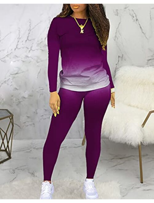 JSVZREU Two Piece Outfits for Women Pants Set Sweatsuit Jogger Sets 2 Piece Outfits Track Suits Lounge Set Long Sleeve