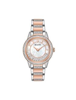 Women's 98L246 TurnStyle Crystal Two Tone Stainless Steel Watch