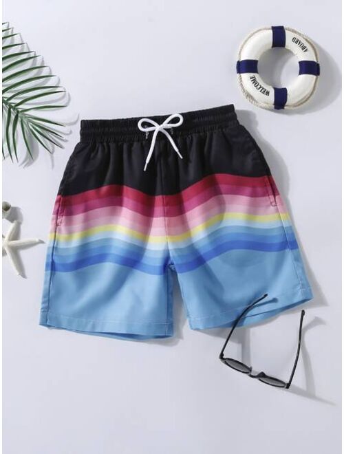 Shein Boys Striped Drawstring Swim Shorts