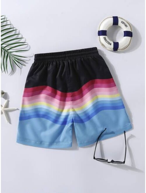 Shein Boys Striped Drawstring Swim Shorts