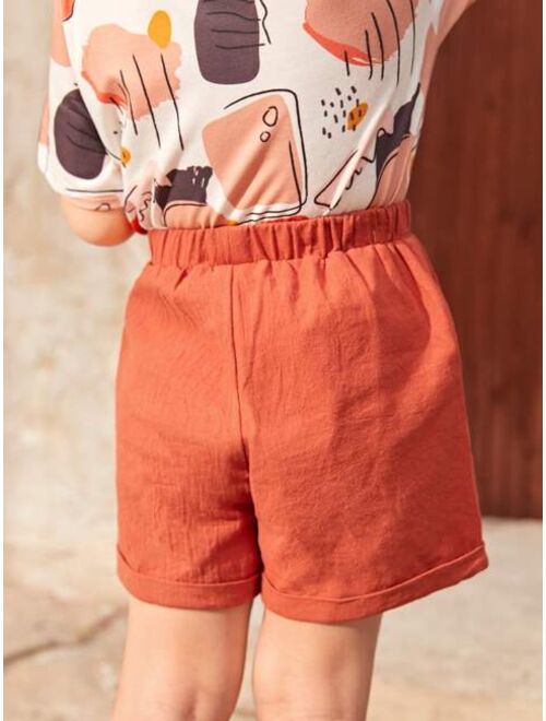 SHEIN Toddler Boys Fake Button Shorts