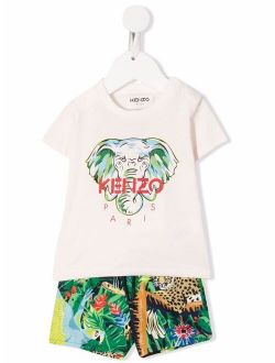 Kids jungle-print T-shirt and shorts set