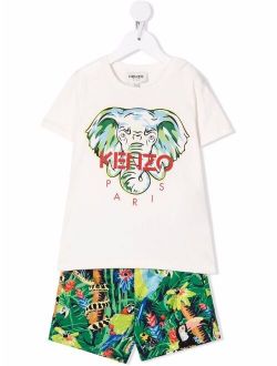 Kids tropical-print T-shirt and shorts set