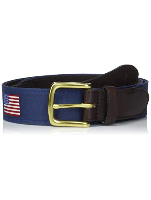 vineyard vines Men's Leather American Flag Club Belt