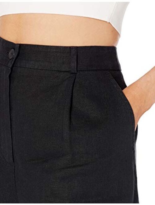The Drop Women's Millie Loose-Fit Pleated Long Linen Walk Short