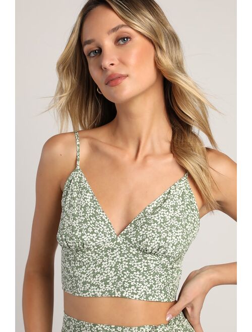 Lulus Summer Romance Sage Green Floral Print Two-Piece Midi Dress