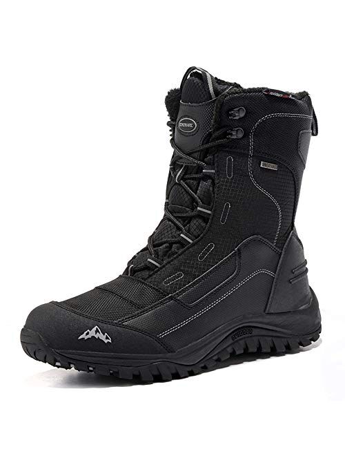 ROCKMARK Men's Winter Snow Boots Outdoor Warm Mid Calf Waterproof Durable Boot Non-Slip Warm Climbing Shoes