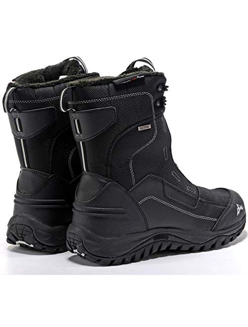 ROCKMARK Men's Winter Snow Boots Outdoor Warm Mid Calf Waterproof Durable Boot Non-Slip Warm Climbing Shoes