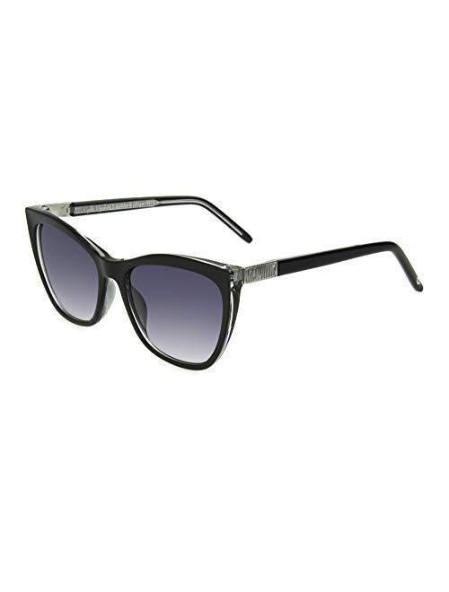 Sofia Vergara x Foster Grant Women's Sofia Sunglasses Cat Eye, Crystal Clear and Black, 55 mm
