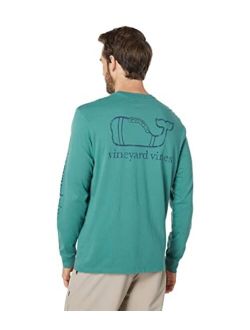 Men's Long-Sleeve Vintage Football Whale Pocket T-Shirt