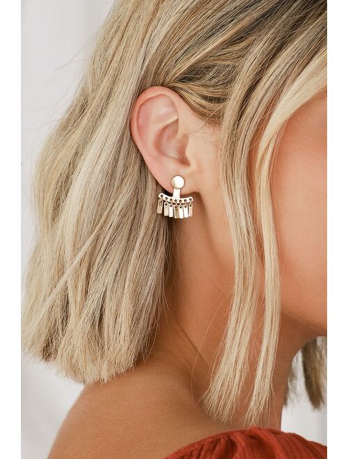 Lulus Brigid Gold Fringe Earrings