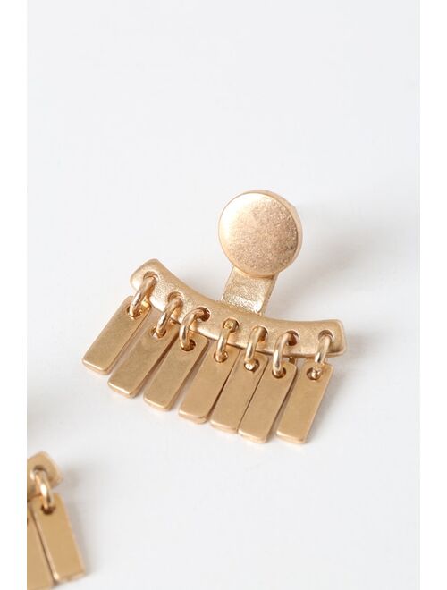 Lulus Brigid Gold Fringe Earrings