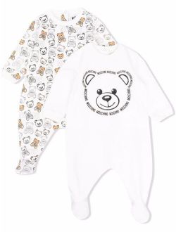 Kids teddy bear-print cotton pajamas