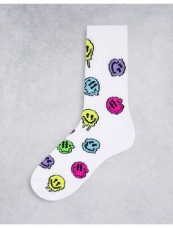 dripping smile face sports socks