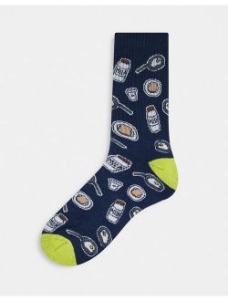 sports socks with breakfast foods design