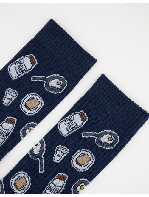 ASOS DESIGN sports socks with breakfast foods design
