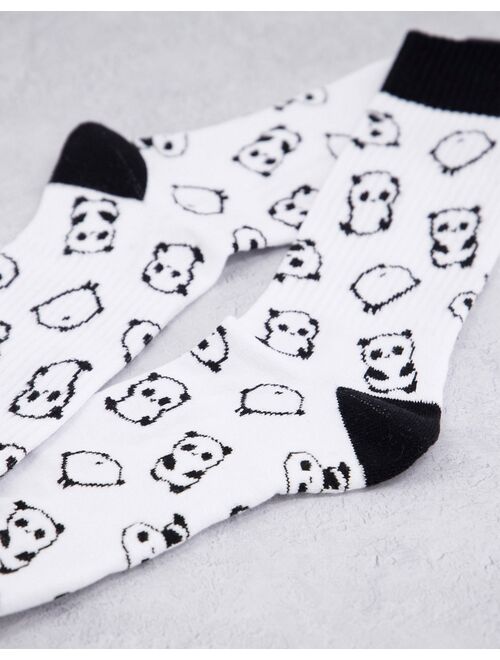 ASOS DESIGN panda sports sock in white