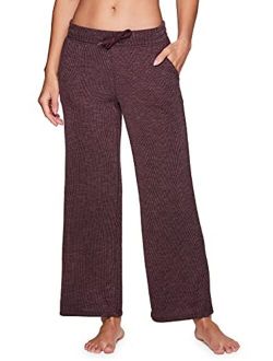 Active Women's Lounge Pant, Relaxed Wide Leg Ribbed Flare Pant with Pockets