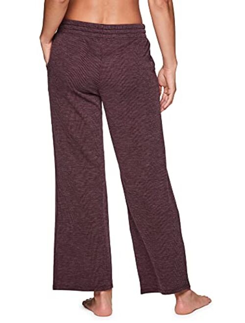 RBX Active Women's Lounge Pant, Relaxed Wide Leg Ribbed Flare Pant with Pockets