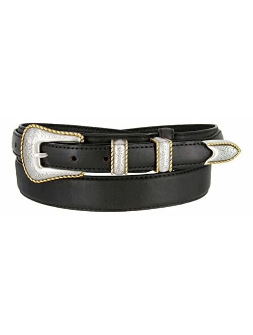Belts.Com Antique Gold Buckle Set Oil Tanned Genuine Leather Western Ranger Belt 1-3/8"(35mm) Taper to 3/4"(19mm) Wide-Multiple choices
