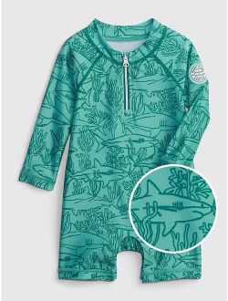 Baby Recycled Shark Rashguard Swim One-Piece