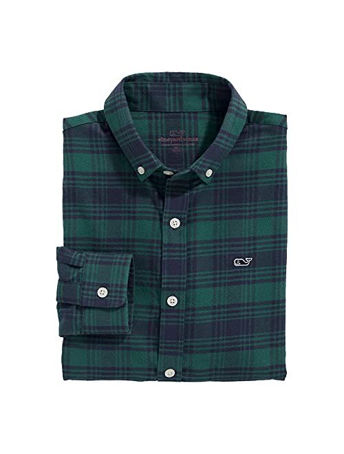 vineyard vines Boys' Long Sleeve Plaid Flannel Whale Shirt